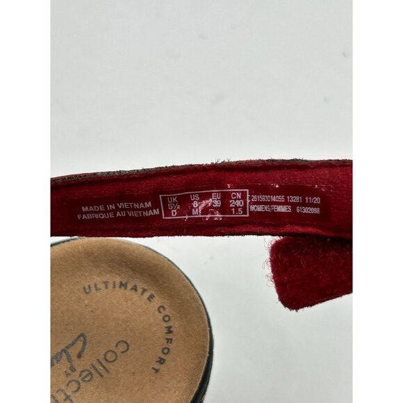 Clarks Collection Sandals Women's Size 8 Red Leather Basket Weave Detail - Picture 11 of 11